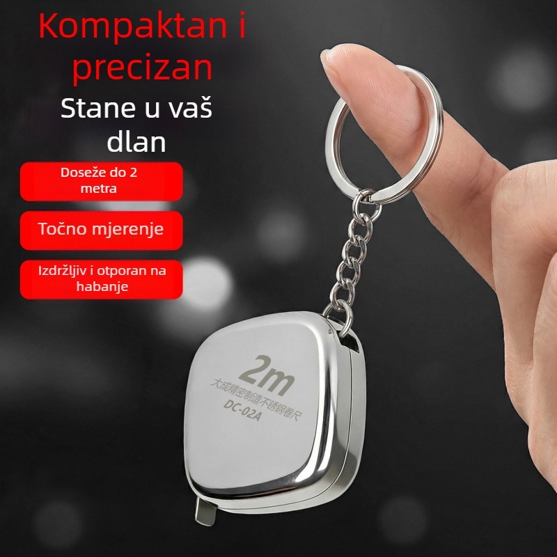 2 m mjerna traka od nehrđajućeg čelika, vodootporna i otporna na hrđu, mini traka za obujam struka s prilagodljivim logotipom i privjeskom