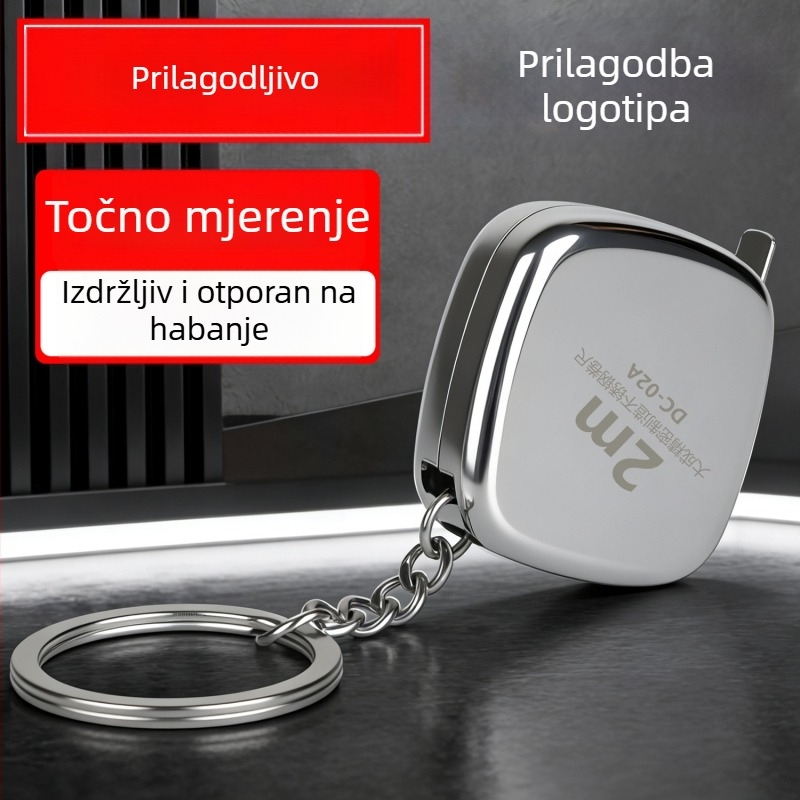 2 m mjerna traka od nehrđajućeg čelika, vodootporna i otporna na hrđu, mini traka za obujam struka s prilagodljivim logotipom i privjeskom