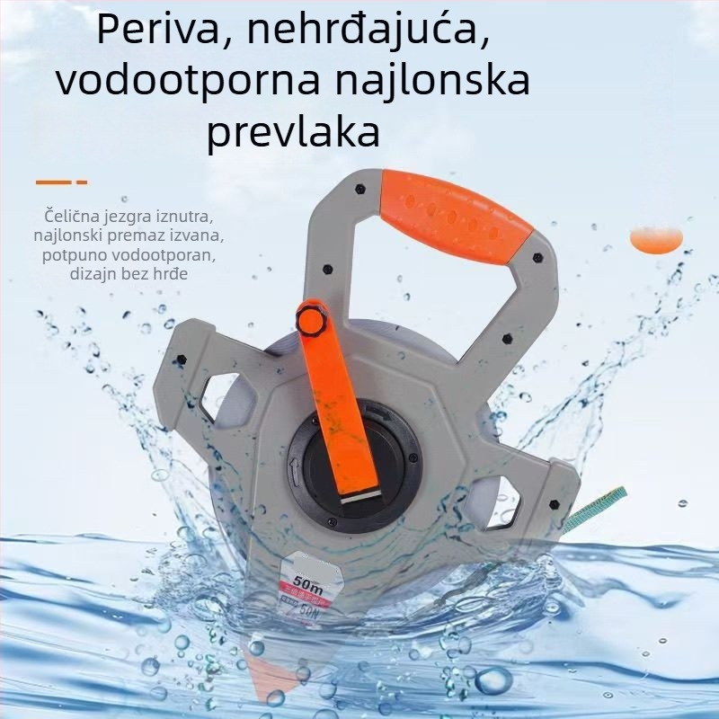 Najlon premazani čelični mjerni remen, 50 m, inženjerska mjera za gradilišta, otporna na koroziju i izdržljiva