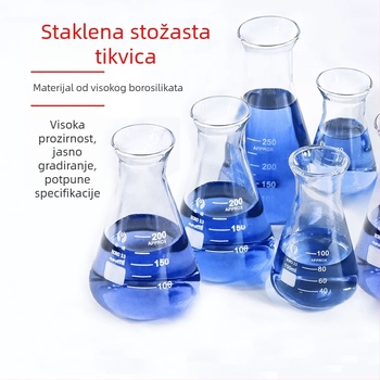 Staklena trokutasta kolba za laboratorijsko podučavanje, otporna na visoke temperature