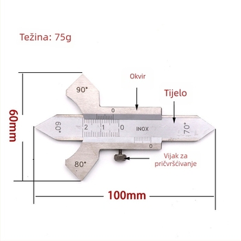 Vodilica za inspekciju zavarivanja, mjerač fillet zavara i vernier, 0-20 mm
