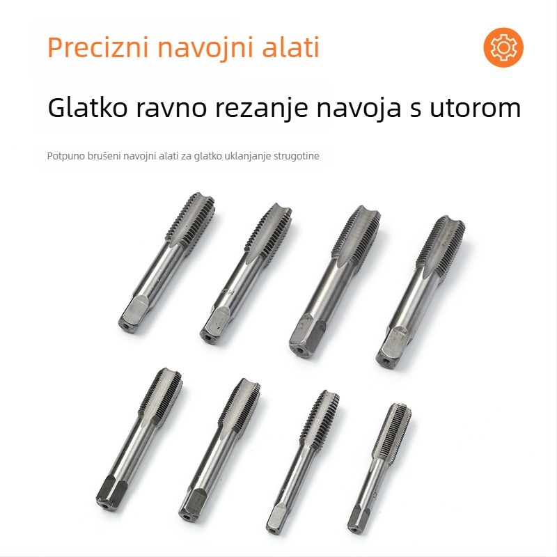 8-dijelni set za navrtanje i narezivanje s ključem za navrtanje, ručnim alatom za navrtanje i setom bušilica