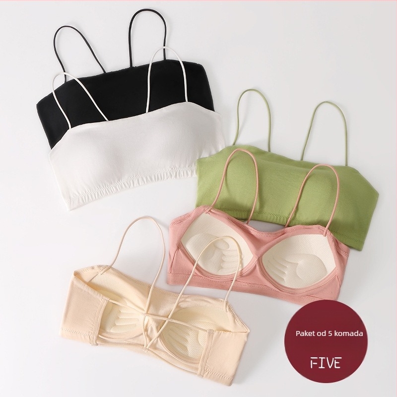 Ženski ljetni top s jastučićima za grudi, bandeau stil, bijeli, za nošenje kao unutarnji ili vanjski sloj, lijep leđa