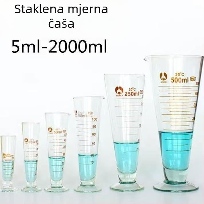 Stakleni mjerni cilindar za kemijske eksperimente, 10–1000 ml, velik kapacitet, prozirni konični mjerni cilindar
