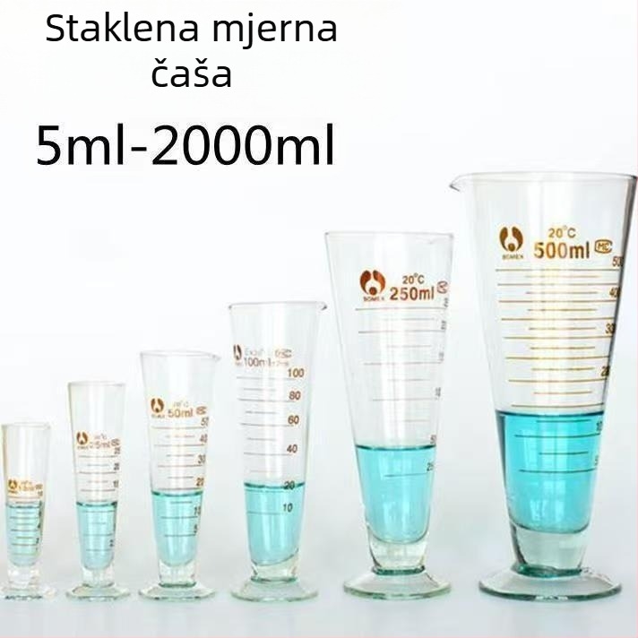 Stakleni mjerni cilindar za kemijske eksperimente, 10–1000 ml, velik kapacitet, prozirni konični mjerni cilindar