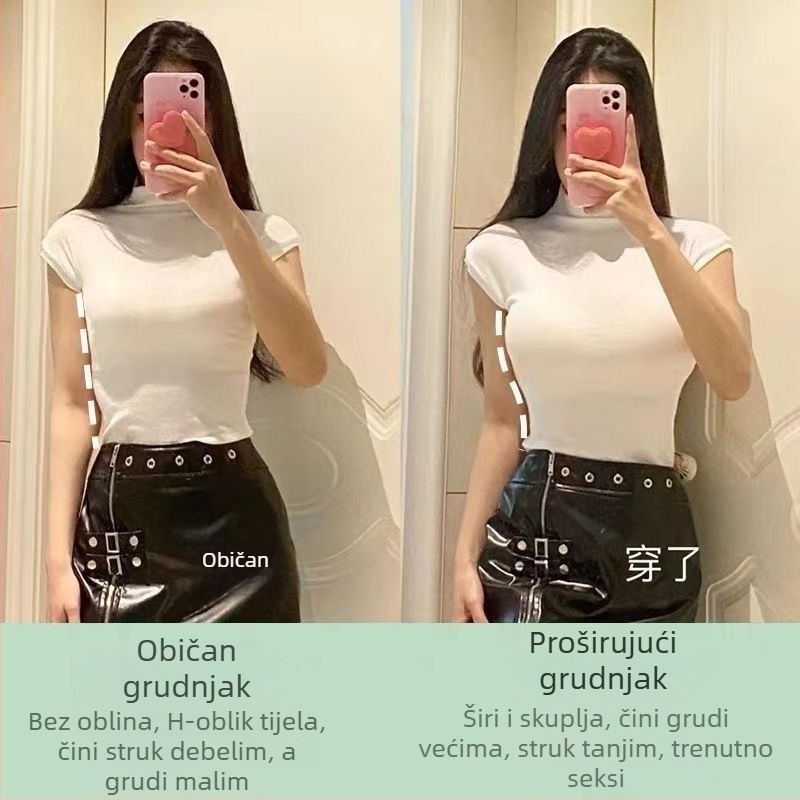 Grudnjak bez naramenica s okruglim čašicama za male grudi, 8 cm širokim bočnim panelima, bez šavova, push-up, protuklizno