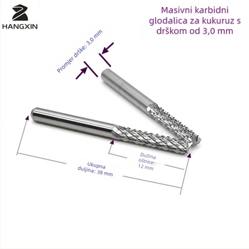 Integrirani držač alata od volframske čelika, dijamantni tip vreža kukuruza s izolacijskom Bakelite pločom, CNC alat bez premazivanja, 3.0x12