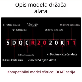 CNC tokarski alat za vanjsko tokarenje, držač alata s dijamantnim vrhom 107,5° SDQCR2020/2525k11