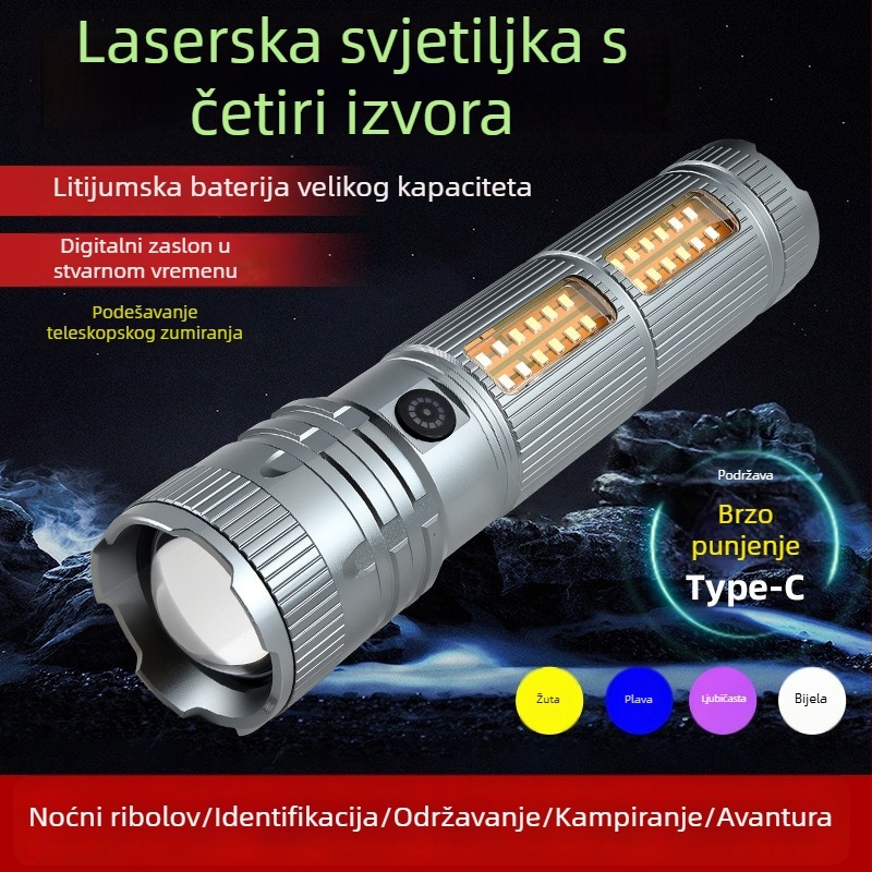 Gale LED vanjska svjetiljka za hitne slučajeve i patrolu, ultraduga autonomija baterije, velika kapaciteta, punjiva laserska jaka svjetlost