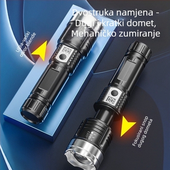 YEBU LED fener s bijelim laserskim zrakom, snažan snop, dug domet, punjiva, prijenosna vanjska LED svjetiljka.