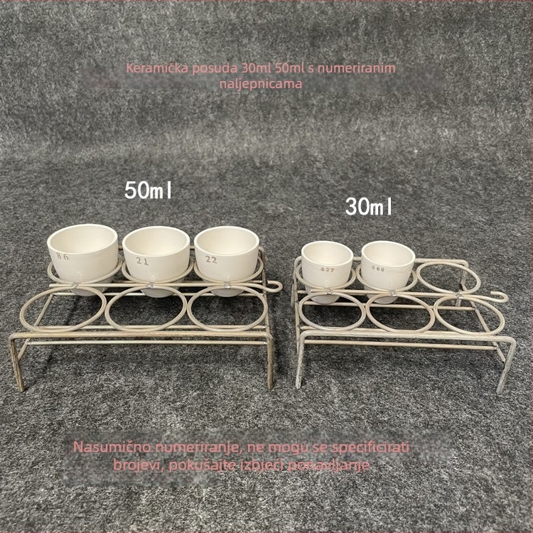 Numerirani keramički tavni lonci, 30 ml i 50 ml, s digitalnim oznakama – laboratorijski tavni lonci