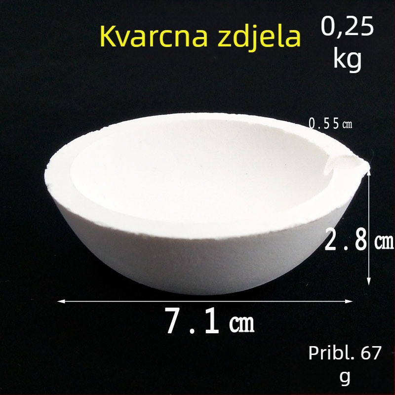 Kvarcna zdjela za taljenje i platinski crucible, kapacitet 5 taela, za taljenje zlata i srebra