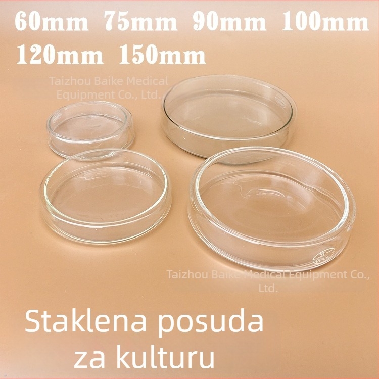 Petrijeve zdjelice od borosilikatnog stakla, promjera 60, 75, 90, 100, 120 i 150 mm