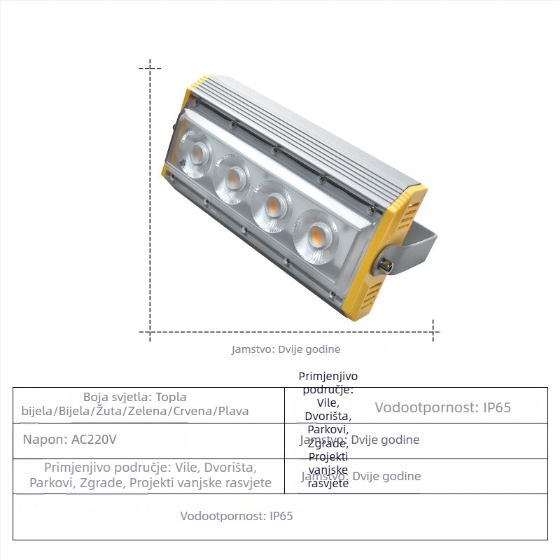 LED projekcijsko svjetlo 36W za vanjsku upotrebu, uski snop, osvjetljenje zidova (wall-washer), aluminijsko kućište, IP65