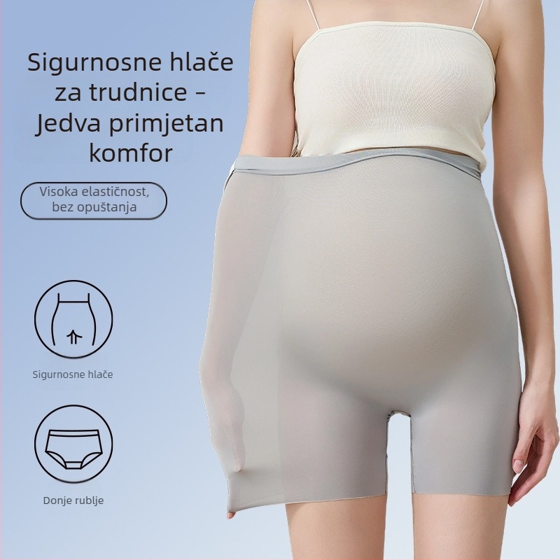 Trudničke sigurnosne šorceve s nevidljivim panelom, ice silk materijal, dužina 3/4, tijesni kroj, najlon-spandeks mješavina