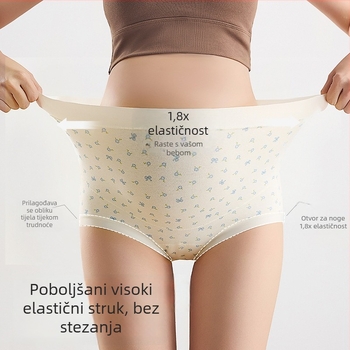 Šumski stil floralne trudničke gaćice, visok pas, 100% pamuk, antibakterijske, cijeli pamuk, produženi preponi dio, za ranu, srednju i kasnu trudnoću te postporođaj