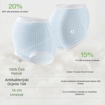 Šumski stil floralne trudničke gaćice, visok pas, 100% pamuk, antibakterijske, cijeli pamuk, produženi preponi dio, za ranu, srednju i kasnu trudnoću te postporođaj