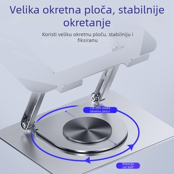 Stojak za laptop od legure čelika s 360° rotacijom, podesivom visinom i sklopivim dizajnom, hlađenje radne površine