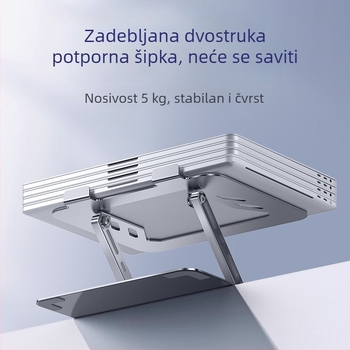 Stojak za laptop od legure čelika s 360° rotacijom, podesivom visinom i sklopivim dizajnom, hlađenje radne površine