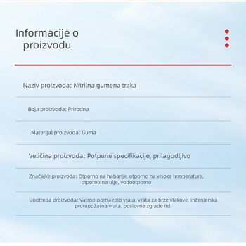 Nitrilne gume brtvena traka, kvadratnog presjeka, otporna na ulje, kiseline i lužine, otporna na starenje