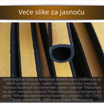 Chimon gumena D-oblik brtva, 12×10 mm, vodootporna, zvukos izolacija, otporna na vjetar, požarna i protiv dimnih za vrata i prozore
