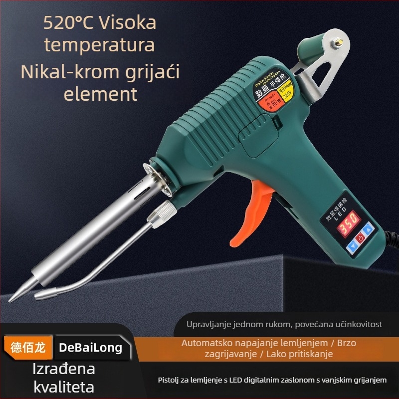 Automatsko doziranje kositra za lemilicu, električna lemilica s digitalnim zaslonom, 80W, regulirana temperatura, industrijska lemilica s vanjskim grijanjem