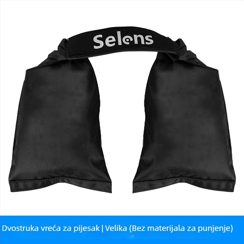 Selens pješčana torba za stativ — dvostruka sekcija, crna, velika kapaciteta
