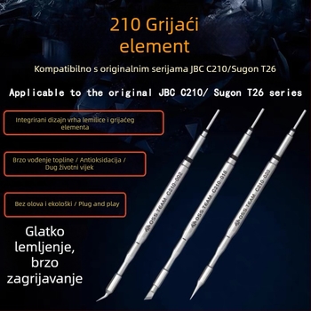 Vrh za lemilicu bez olova za stanice za lemljenje, serija 210, T26D, ravni, savijeni i vrh noža