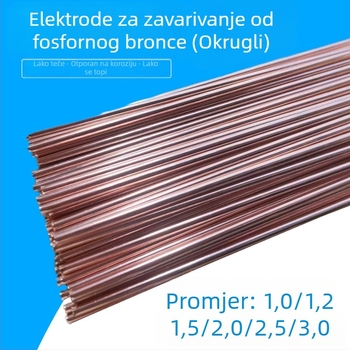 L201 fosfor-brončana šipka za zavarivanje, okrugla i plosnata žica za zavarivanje, čvrsti jezgri, niski sadržaj srebra, za bakrene cijevi u hladnjacima i klima uređajima, sjajan završetak, BCu93P