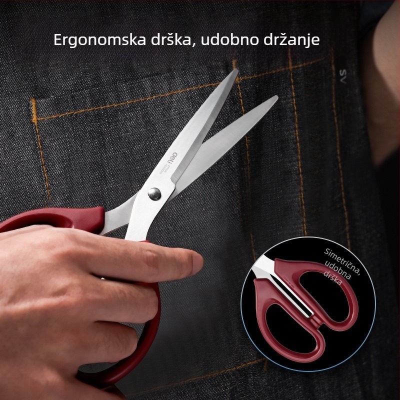 Deli 6009 Velike uredske škare, 18 cm, nehrđajući čelik, za rezanje papira i šivanje
