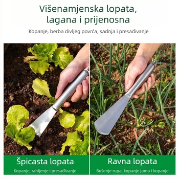 Sve-u-jednom vrtna lopata od nehrđajućeg čelika za sadnju cvijeća, rahljenje tla i kopanje povrća