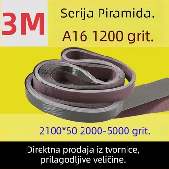 A16 abrazivna traka od mekanog platna, piramida 2100, 5000 mreža, duljina 3 m, poliranje 1200 mreža, metal, nehrđajući čelik, ogledni završetak