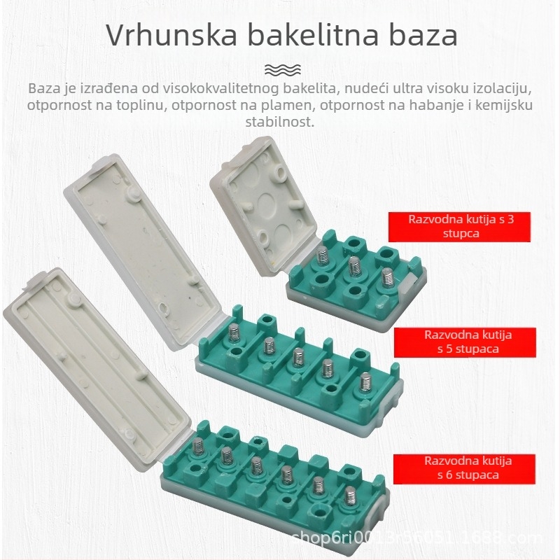 Bakelit kutija za spojeve, otporna na plamen, izolirana, s terminalnim blokovima za električni tricikl