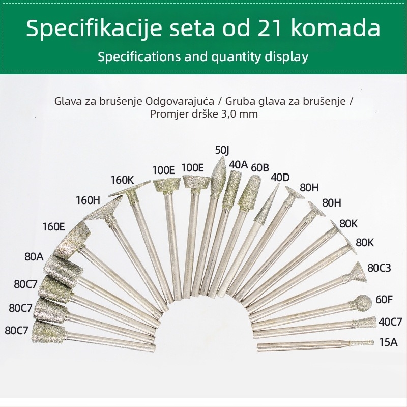 Set alata za rezbarenje nefrita s dijamantnom iglom za brušenje