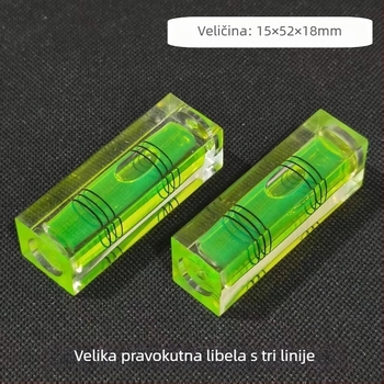 Visoko precizan veliki pravokutni libela s balonom, mikrobalans i tri linije, mini ravnalo