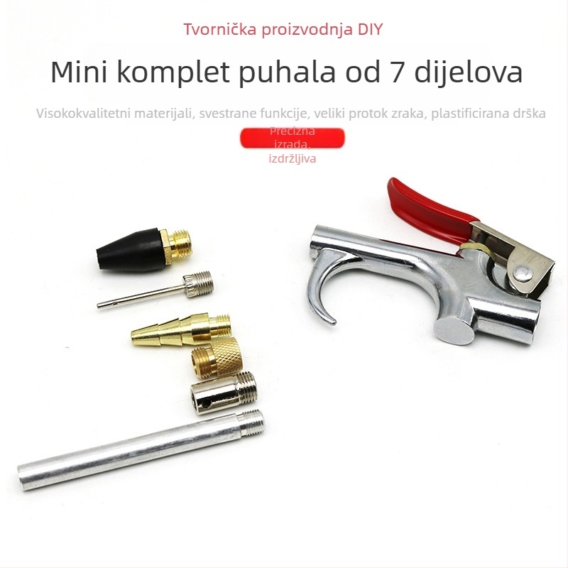 Pneumatska mini produžena pištolj za prašinu i zrak, s nastavkom za nadimanje košarkaških i nogometnih lopti