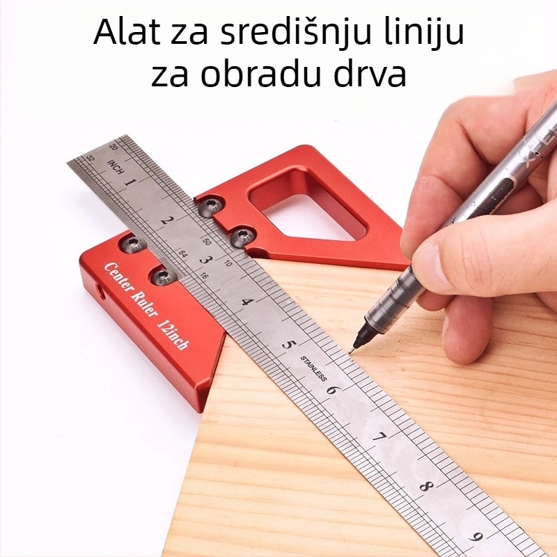 Fengsen GD725 Alat za drvo za označavanje središnje linije: okrugli centar za označavanje, pravokutni mjerni alat i mjerni instrument