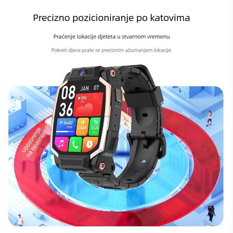 5G pametni dječji sat-telefon s GPS-om, podrška SIM kartice, višenamjenski, za dječake i djevojčice, za učenike osnovne škole, rotirajuća značajka