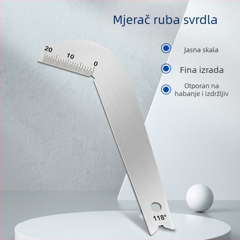 Nehrđajući čelični mjerač prednjeg ruba svrdla, mjerenje 118° gornjeg kuta, šablona svrdla i mjerač oštrice