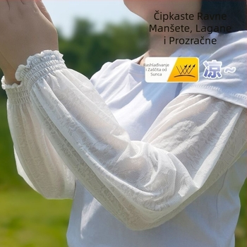 Čipkaste ravne rukavice s UV zaštitom, od ledenog svila