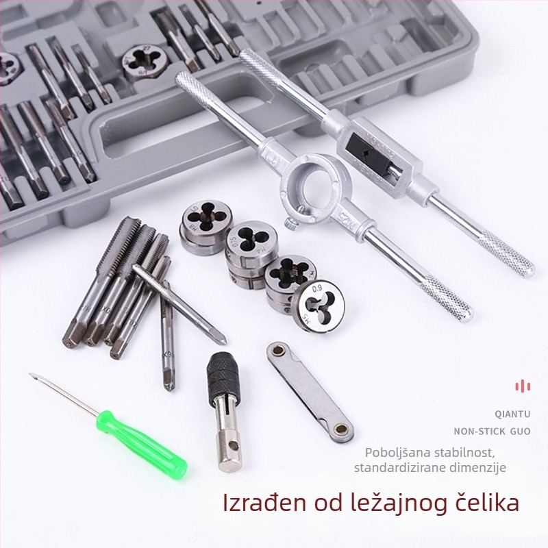 40-dijelni set Tap and Die, metrički ručni alati za navoj, set za popravak navoja od ugljičnog čelika