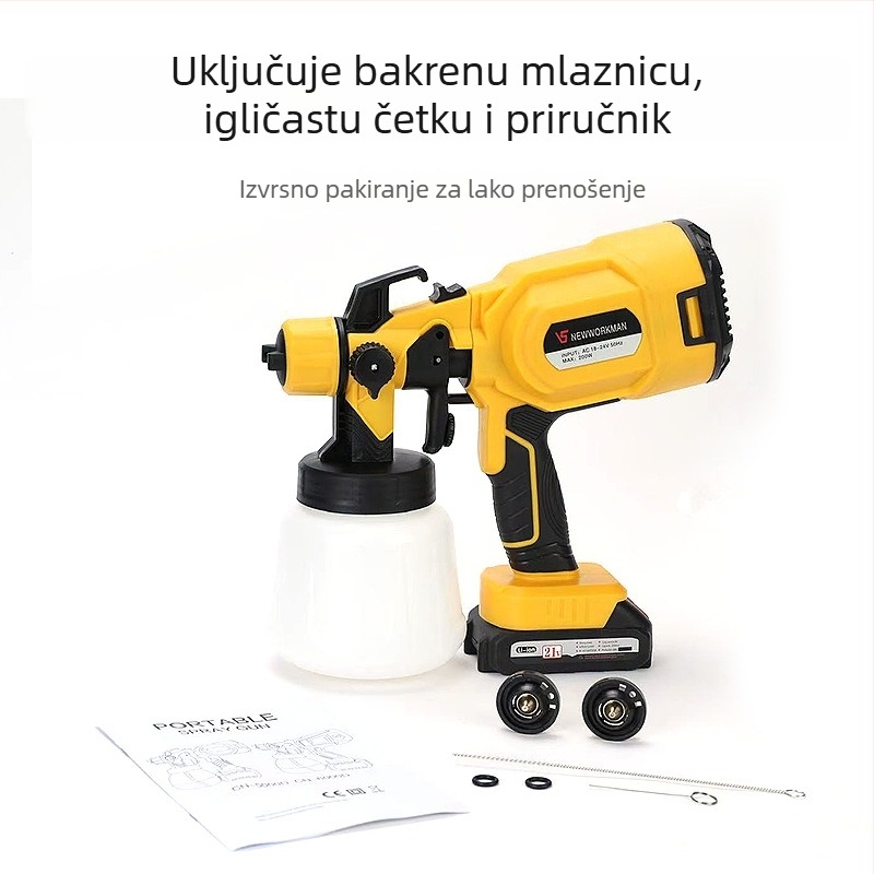 Pistolj za bojanje s izmjenjivom litijskom baterijom, električni sprej visokog tlaka za lateks boje i uljne boje