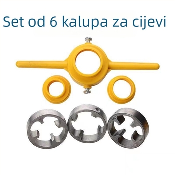 Set od 6 komada za navoj PVC cijevi s matricom i ključem