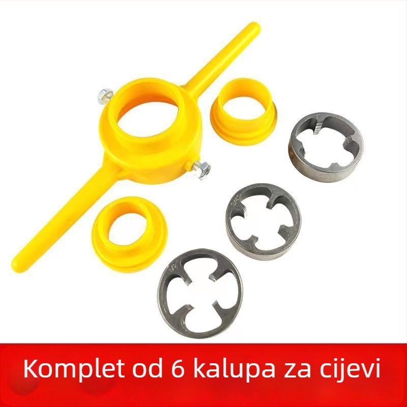 Set od 6 komada za navoj PVC cijevi s matricom i ključem