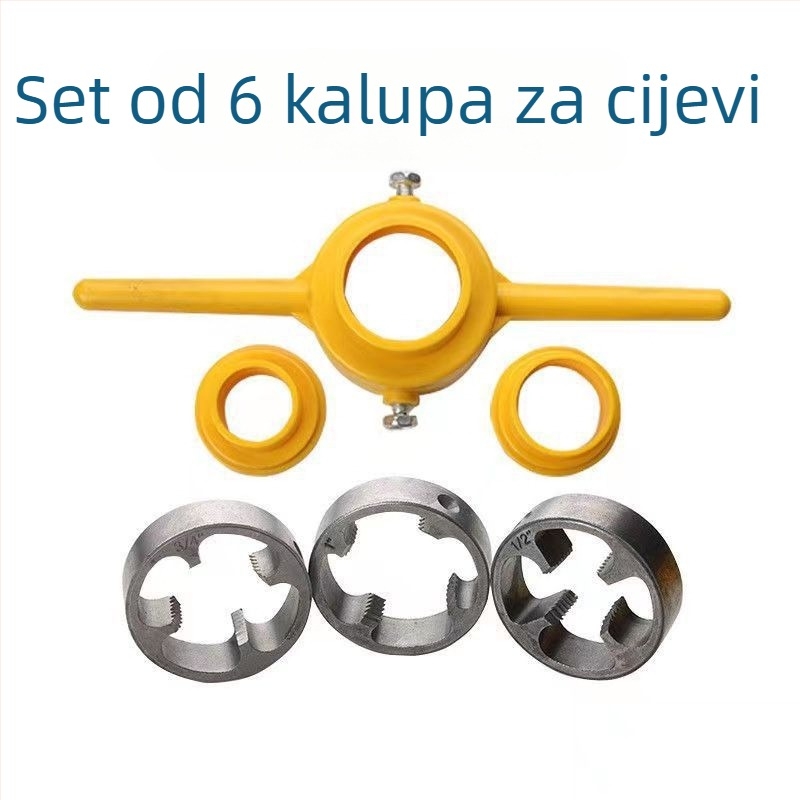 Set od 6 komada za navoj PVC cijevi s matricom i ključem