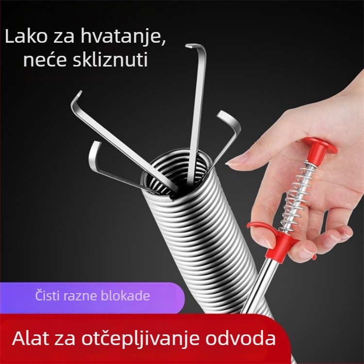 Četverokraki alat za odčepljivanje kanalizacije – hvatač za kosu, kliješta za odvod i ekstraktor otpada iz WC-a