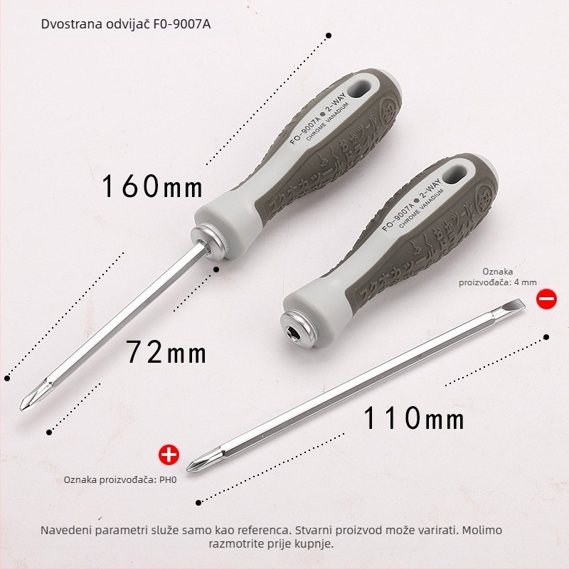 Fukuoka FO-9007A dvostruka odvijač PH0 križni vrh i 4 mm ravni vrh za kućnu upotrebu