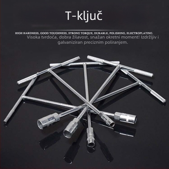 Set ključeva s T-držkom za vanjski šesterokut, 6-19 mm