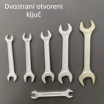 Ključ s otvorom na kraju i zatvorenim krajem, dvostrani, otisnuta površina, biciklistički ključ