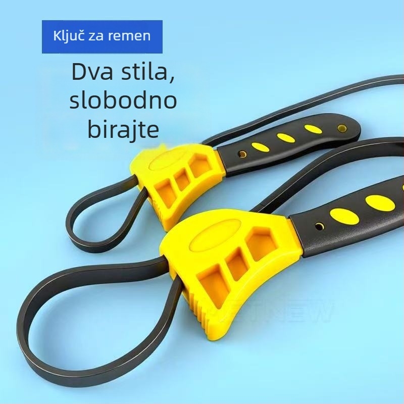 Višenamjenski ručni alat s univerzalnim podesivim otvaračem za boce, gumeni ključ za auto popravak i remenski ključ